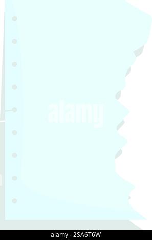 Il pezzo di carta bianca con il bordo destro strappato è rivolto verso il basso. La carta bianca strappata con i fori è rivolta verso il basso Illustrazione Vettoriale