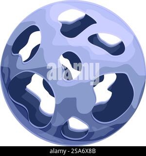 Sfera in metallo grigio con fori che rappresentano un concetto di design futuristico. Sfera metallica grigia con fori che galleggiano su sfondo bianco Illustrazione Vettoriale