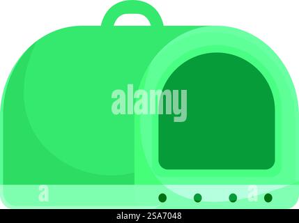 Trasportino per animali domestici portatile che offre un trasporto sicuro e confortevole per gatti o cani di piccola taglia. Porta animali in plastica verde per proteggere il gatto o il cane di piccole dimensioni Illustrazione Vettoriale