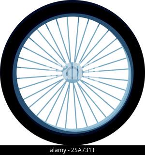 Ruota per bicicletta con pneumatico che presenta un concetto di trasporto moderno su sfondo bianco. Ruota per bicicletta con pneumatico che presenta un concetto di trasporto moderno Illustrazione Vettoriale