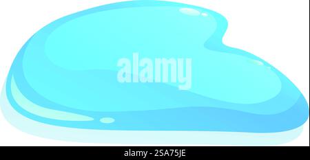 La pozzanghera liquida blu in stile cartoni animati si sta diffondendo sul pavimento. Pozzetto liquido blu che si diffonde sul pavimento Illustrazione Vettoriale