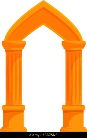 Maestoso arco dorato si erge alto, con le sue colonne ornate che emettono un'aura di grandezza. Arco dorato con colonne ornate Illustrazione Vettoriale