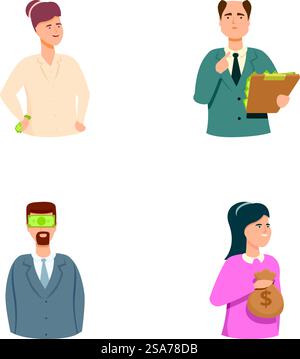 Le icone del concetto di lobbismo impostano il vettore dei cartoni animati. Influenza del denaro sull'azione del legislatore. Politica, legge. Le icone del concetto di lobbismo impostano il vettore dei cartoni animati. Influenza del denaro sull'azione del legislatore Illustrazione Vettoriale