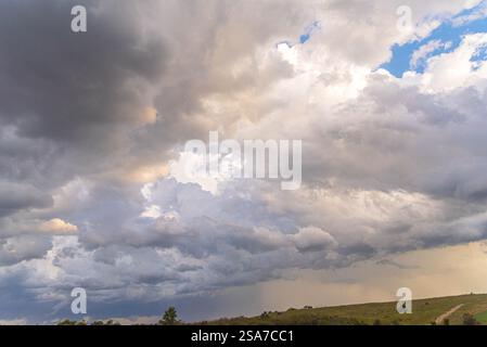 Nuvole di pioggia e nuvole cumulonimbus sul bioma di pampa. Foto Stock