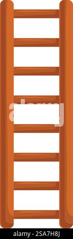 Classica scala in legno in piedi, che rappresenta concetti di costruzione, ristrutturazione e raggiungimento di nuove altezze. Scala in legno isolata su sfondo bianco Illustrazione Vettoriale