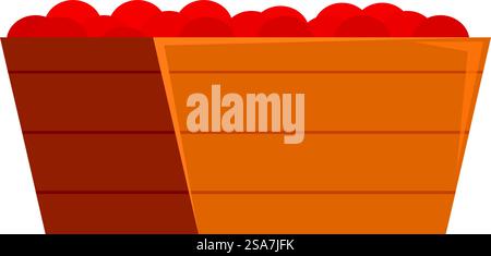 Scatola di legno traboccante di mele rosse appena raccolte, perfetta per rappresentare concetti relativi all'autunno, al raccolto e all'abbondanza. Scatola di legno traboccante di mele rosse appena raccolte Illustrazione Vettoriale