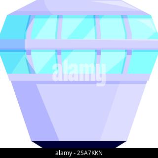 Torre di controllo aeroportuale con grandi finestre, per garantire un controllo del traffico aereo sicuro ed efficiente. Torre di controllo dell'aeroporto con grandi finestre per osservare gli aerei decollare e atterrare Illustrazione Vettoriale