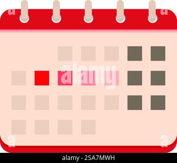 Il calendario è aperto e mostra le date importanti evidenziate in rosso. Calendario che mostra le date degli appuntamenti importanti Illustrazione Vettoriale