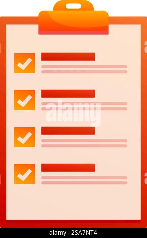 Appunti che mostra la lista di controllo completata con segni di spunta, simboleggiando il completamento dell'attività e l'organizzazione. Appunti che mostra la lista di controllo completata con i segni di spunta Illustrazione Vettoriale