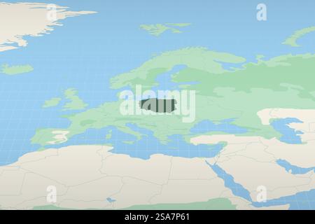 Polonia evidenziata su una mappa dettagliata, posizione geografica della Polonia. Mappa vettoriale. Illustrazione Vettoriale