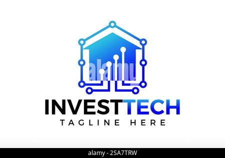 Logo tecnologia finanziaria, logo Invest tech, logo tecnologia dati di investimento immobiliare, logo fintech, casa di investimento, tecnologia immobiliare, artificiale Illustrazione Vettoriale