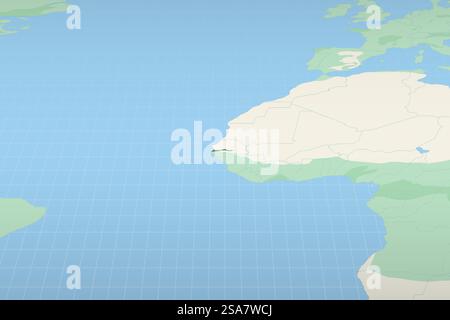 Gambia evidenziato su una mappa dettagliata, posizione geografica del Gambia. Mappa vettoriale. Illustrazione Vettoriale