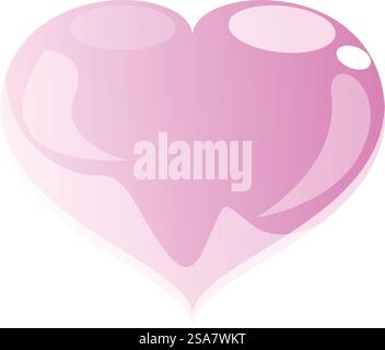 La forma del cuore rosa risplende con una sfumatura di rosa chiaro e rosa scuro. Forma a cuore rosa che rappresenta l'amore e il romanticismo di san valentino Illustrazione Vettoriale