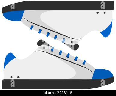 Scarpe sportive per correre e fare jogging, fare esercizi e fare allenamento. Abbigliamento e accessori isolati per uomo e donna, modello unisex per piede, calzature moda. Vettore in stile piatto. Sneakers da running e jogging, scarpe sportive Illustrazione Vettoriale