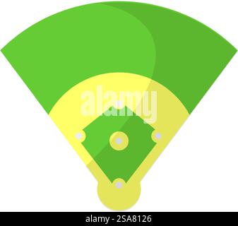 Campo da baseball o da baseball, campo isolato per giocatori e conduzione di giochi. Arena per giocare e partite, eventi sportivi e attività sportive, hobby o professionisti. Vettore in stile piatto. Campo da baseball o campo con zone, vettore sportivo Illustrazione Vettoriale