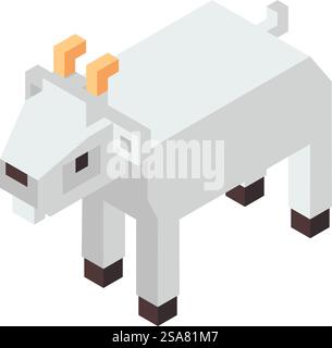 Statuetta di legno o giocattolo di capra, carino personaggio isolato con corna. Fauna e ecosistema rustici e agricoli. Personaggio di Goatling, gioco per bambini. Immagine vettoriale in stile piatto. Figura di legno animale o giocattolo, statua di capra Illustrazione Vettoriale