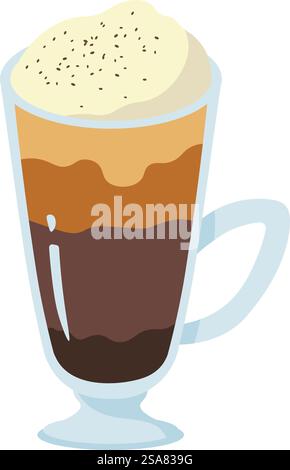 Frullato al latte o frullato naturale per l'alimentazione e la nutrizione. Bevanda cremosa isolata in vetro alto. Spuntino pieno di calorie, crocchette congelate o yogurt liquido a base di succo frullato. Vettore in stile piatto. Frullato di latte, bevanda gustosa classica bevanda deliziosa Illustrazione Vettoriale