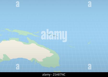 Isole Salomone evidenziate su una mappa dettagliata, posizione geografica delle Isole Salomone. Mappa vettoriale. Illustrazione Vettoriale