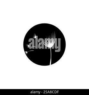 disegno del simbolo vettoriale con logo dandelion Illustrazione Vettoriale