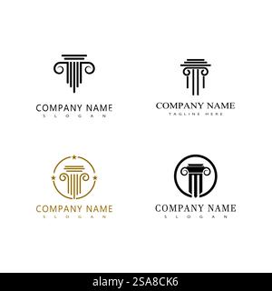 Disegno elemento simbolo modello vettoriale logo colonna Illustrazione Vettoriale