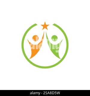 Logo della community, della rete e dei social design delle persone Illustrazione Vettoriale