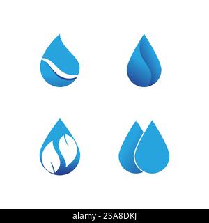 Goccia d'acqua modello Logo illustrazione vettoriale design Illustrazione Vettoriale