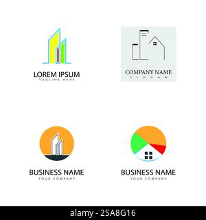 Immobiliare , proprietà e costruzione Logo design Illustrazione Vettoriale