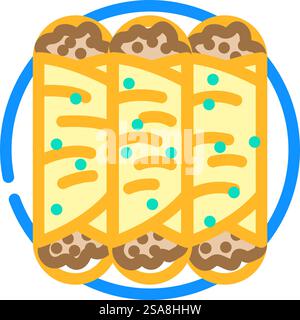enchiladas cucina messicana colore icona vettoriale. enchiladas, insegna della cucina messicana. illustrazione del simbolo isolato. enchiladas cucina messicana icona a colori illustrazione vettoriale Illustrazione Vettoriale