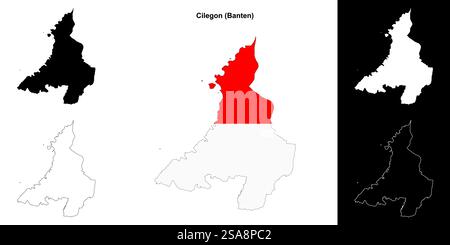 Set di mappe perimetrali vuote Cilegon Illustrazione Vettoriale