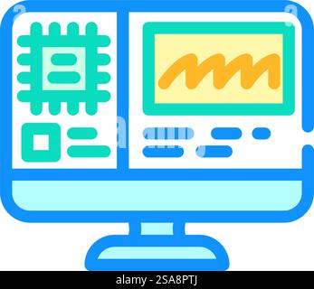 diagnostica hardware riparare il vettore dell'icona del colore del computer. segnale del computer di riparazione della diagnosi hardware. illustrazione del simbolo isolato. illustrazione vettoriale dell'icona del colore del computer per la riparazione della diagnosi hardware Illustrazione Vettoriale