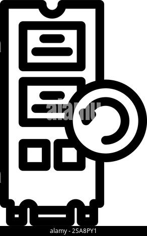recupero dati riparare il vettore dell'icona della linea del computer. ripristino dati riparazione computer. illustrazione nera del simbolo del contorno isolato. illustrazione vettoriale dell'icona della linea del computer per la riparazione del ripristino dei dati Illustrazione Vettoriale