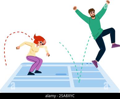 vettore del tasso di rimbalzo del sito web. ricerca attività, uscita pagina, sito web digitale, carattere di tasso di rimbalzo. persone illustrazione a fumetti piatta. vettore del tasso di rimbalzo del sito web Illustrazione Vettoriale