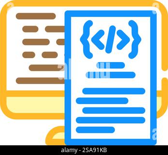 vettore icona a colori del masterizzatore tecnico della documentazione software. firma di redazione tecnica della documentazione software. illustrazione del simbolo isolato. illustrazione vettoriale dell'icona a colori del masterizzatore tecnico del software Illustrazione Vettoriale