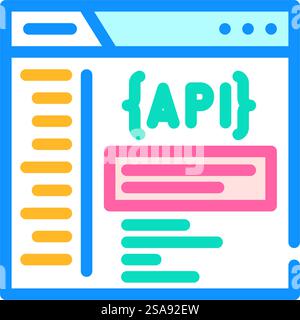 vettore icona colore autore tecnico documentazione api. firma autore tecnico documentazione api. illustrazione del simbolo isolato. illustrazione vettoriale dell'icona del colore dello scrittore tecnico della documentazione api Illustrazione Vettoriale