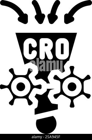 vettore icona glifo cro per l'ottimizzazione della velocità di conversione. simbolo cro di ottimizzazione del tasso di conversione. illustrazione del simbolo isolato. illustrazione vettoriale dell'icona del glifo cro per l'ottimizzazione della velocità di conversione Illustrazione Vettoriale