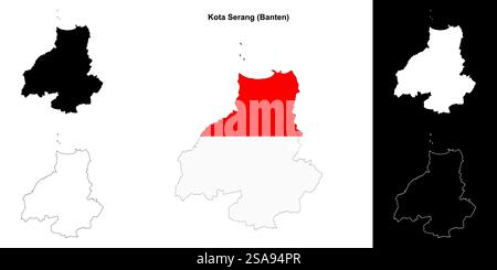 Kota Serang è una mappa di contorno vuota Illustrazione Vettoriale