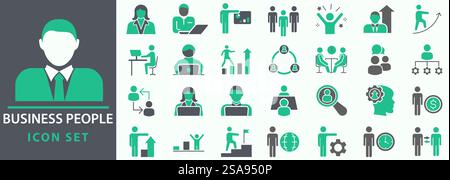 Persone aziendali, risorse umane, gestione dell'ufficio, set di icone Web. raccolta icone. Semplice illustrazione vettoriale Illustrazione Vettoriale