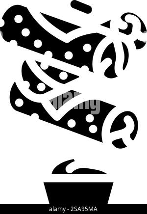 vettore icona glifo del fast food con rotolo di uova. cartello del fast food con rotolo di uova. illustrazione del simbolo isolato. illustrazione del vettore dell'icona glifo del fast food del rotolo di uova Illustrazione Vettoriale