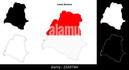Set di mappe perimetrali vuote Lebak Illustrazione Vettoriale