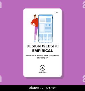 vettore empirico del sito web di progettazione dell'interfaccia. ricerca di usabilità, analisi dei test, progettazione di interfacce utente sito web empirico illustrazione di cartoni animati piatti web. vettore empirico del sito web di progettazione dell'interfaccia Illustrazione Vettoriale