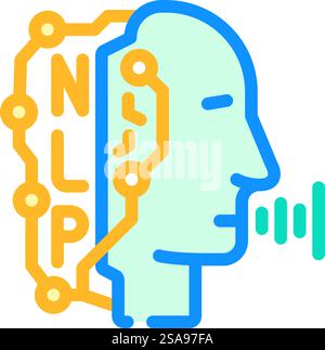 vettore icona colore nlp seo elaborazione linguaggio naturale. segno seo nlp di elaborazione del linguaggio naturale. illustrazione del simbolo isolato. illustrazione vettoriale dell'icona del colore nlp di elaborazione del linguaggio naturale Illustrazione Vettoriale