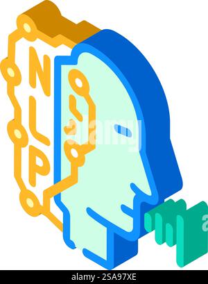 elaborazione del linguaggio naturale nlp seo vettore di icone isometriche. segno seo nlp di elaborazione del linguaggio naturale. illustrazione del simbolo isolato. illustrazione vettoriale dell'icona isometrica nlp di elaborazione del linguaggio naturale Illustrazione Vettoriale