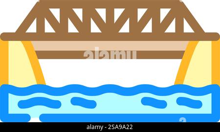 vettore dell'icona del colore del ponte puntone-tirante. segnale ponte-trave. illustrazione del simbolo isolato. illustrazione vettoriale dell'icona del colore del ponte puntone-tirante Illustrazione Vettoriale