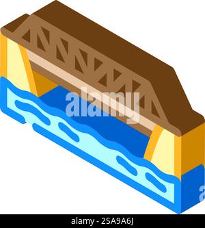vettore icona isometrica ponte puntone-tirante. segnale ponte-trave. illustrazione del simbolo isolato. illustrazione vettoriale dell'icona isometrica del ponte puntone-tirante Illustrazione Vettoriale