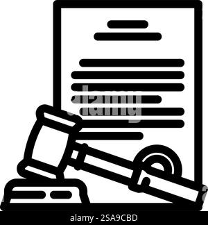 icona vettoriale della riga del processo aziendale per la documentazione legale. firma del processo aziendale per la documentazione legale. illustrazione nera del simbolo del contorno isolato. illustrazione vettoriale dell'icona della riga del processo aziendale della documentazione legale Illustrazione Vettoriale
