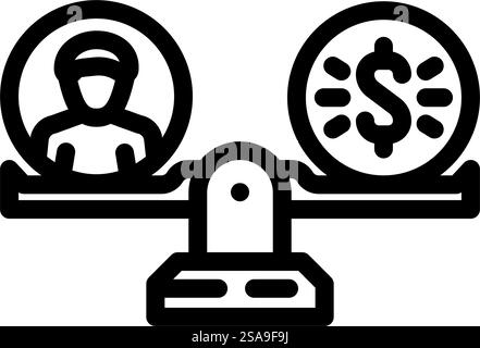 vettore icona della linea aziendale di gestione delle retribuzioni. firma aziendale per la gestione delle retribuzioni. illustrazione nera del simbolo del contorno isolato. illustrazione vettoriale dell'icona della linea aziendale di gestione delle retribuzioni Illustrazione Vettoriale