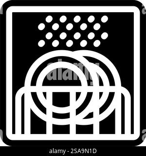 etichetta del prodotto lavabile in lavastoviglie etichetta di avvertenza simbolo del glifo vettore. etichetta prodotto lavabile in lavastoviglie cartello di avvertenza. illustrazione del simbolo isolato. etichetta del prodotto lavabile in lavastoviglie icona del simbolo del simbolo del vettore Illustrazione Vettoriale