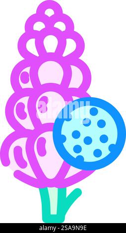 etichetta vettoriale di colore alimentare priva di allergeni lupine. cartello alimentare privo di allergeni lupine. illustrazione del simbolo isolato. illustrazione vettoriale dell'icona del colore degli alimenti del prodotto privo di allergeni lupine Illustrazione Vettoriale