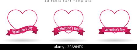 Contorno cuore di San Valentino con barra multifunzione - modello carattere modificabile - Set EPS vettoriale Illustrazione Vettoriale