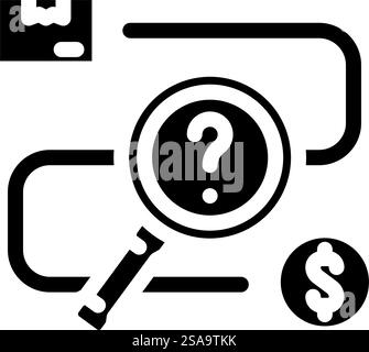 vettore icona glifo dei processi aziendali per il monitoraggio delle vendite. firma del processo aziendale per il monitoraggio delle vendite. illustrazione del simbolo isolato. illustrazione vettoriale dell'icona del glifo dei processi aziendali di monitoraggio delle vendite Illustrazione Vettoriale